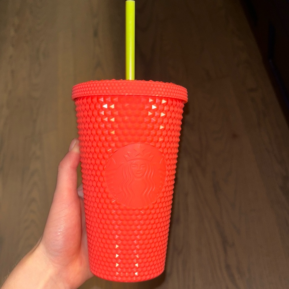Starbucks grande studded coral cup